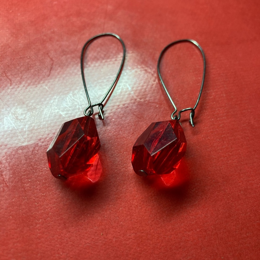 Red drop earrings